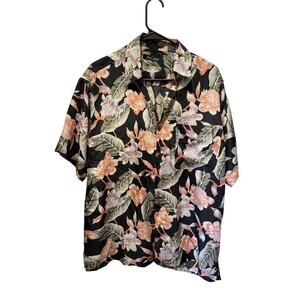 Silk Icon Men’s Tropical Print Short Sleeve Button Down Shirt Size M